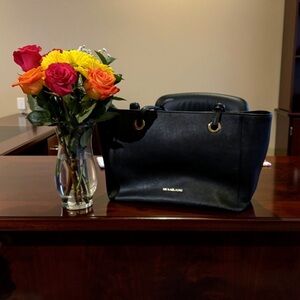 Michael Kors Black Tote with Gold Accents
